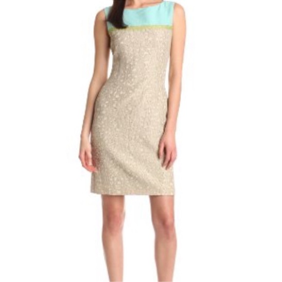 Elie Tahari Dresses & Skirts - Elie Tahari Reese Sleeveless Turquoise & Beige  Dress Size 8